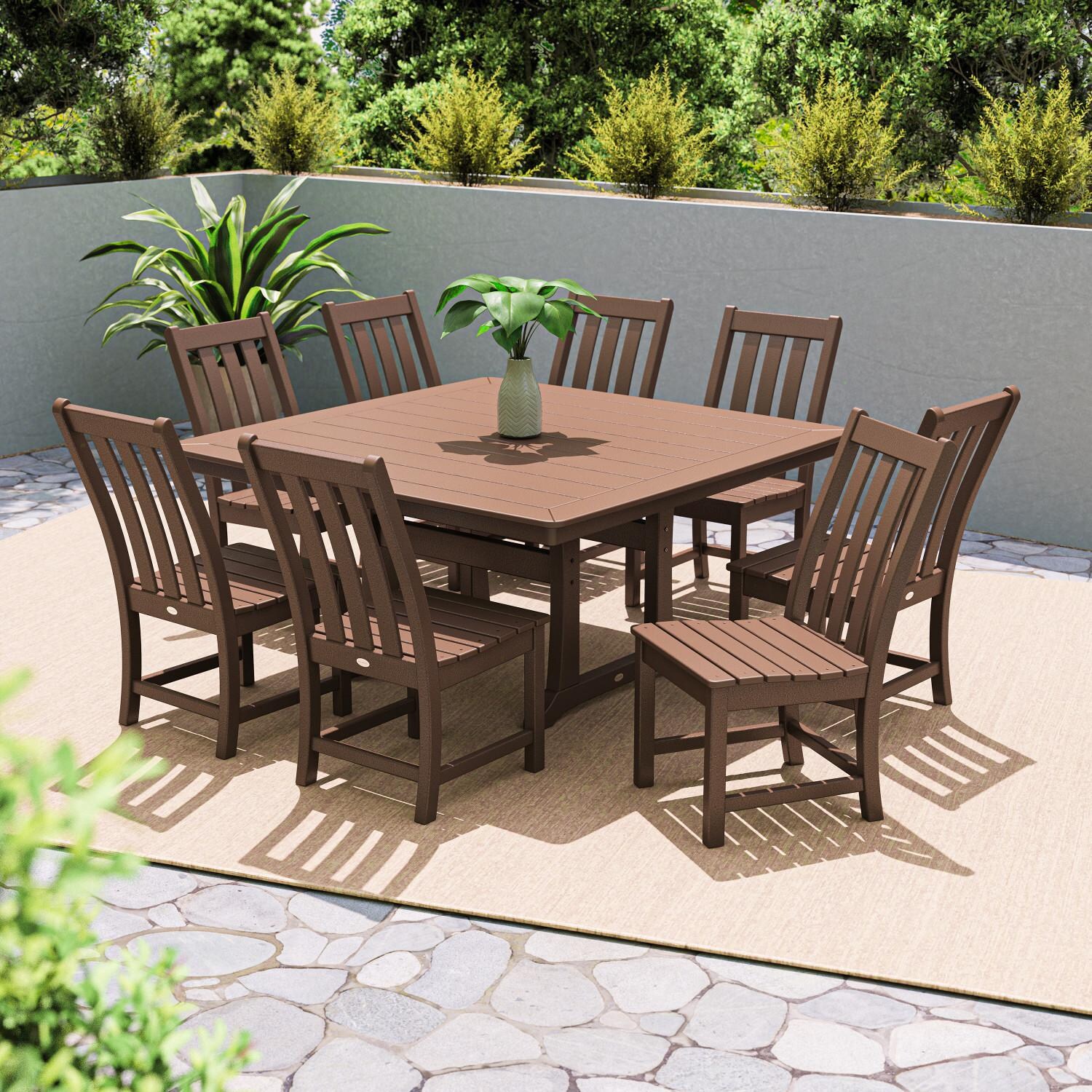 POLYWOOD Vineyard 9-Piece Dining Set - Mahogany