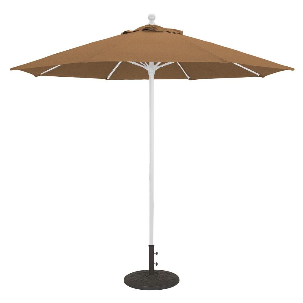Galtech 9 Ft. Octagonal Aluminum Patio Umbrella W/ Manual Lift - White Frame W/ Teak Sunbrella Fabric (Umbrella Base Not Included) thumbnail