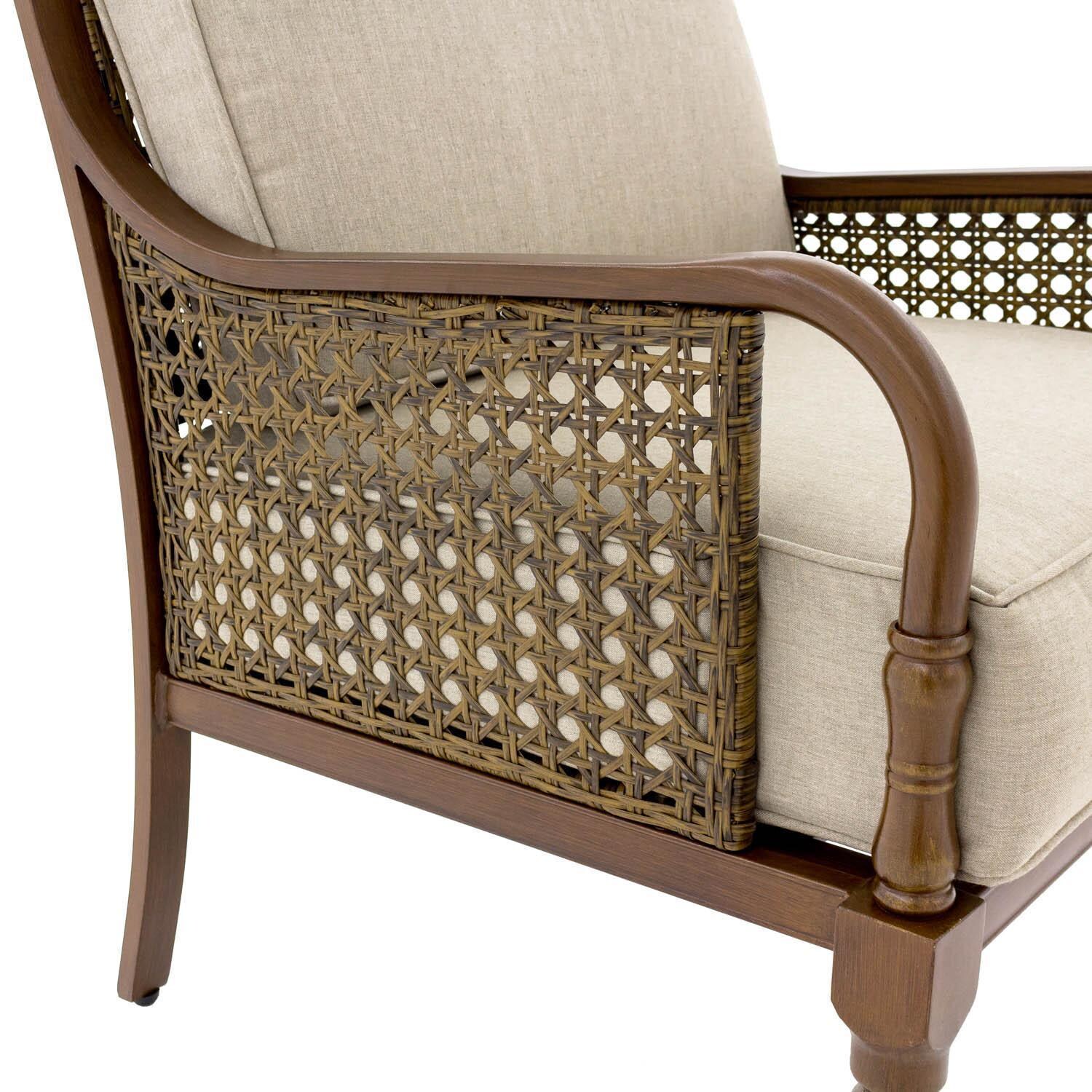 Arabella Aluminum Patio Club Chair W/ Sunbrella Cast Ash Cushions - Side Detail thumbnail