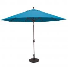Galtech 11 Ft. Octagonal Aluminum Patio Market Umbrella W/ Crank Lift And Deluxe Auto Tilt - Antique Bronze Frame W/ Sunbrella Canvas Pacific Blue Canopy
