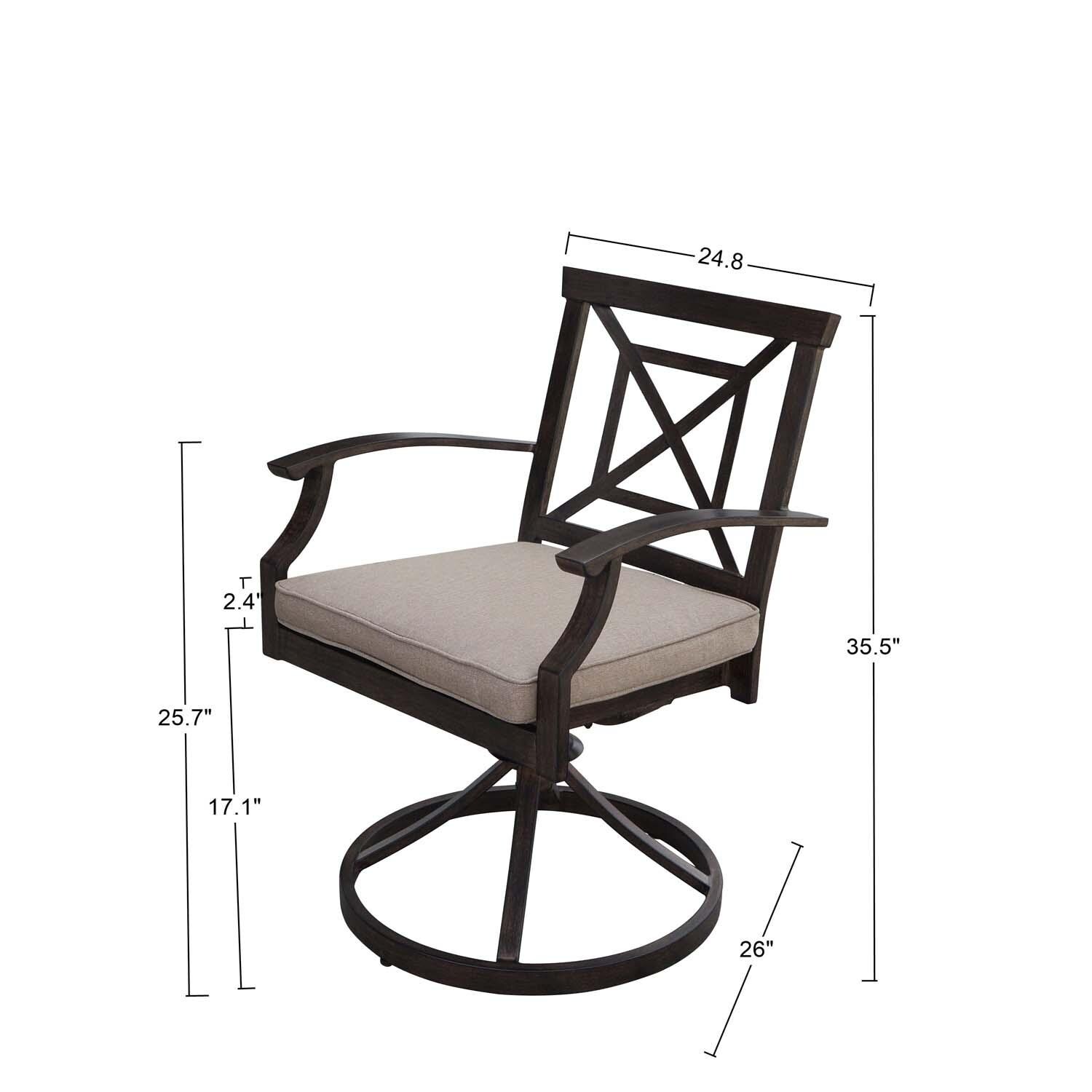 Atlantis 9 Pc Aluminum Swivel / Rocker Dining Set in Walnut/Beige by Darlee - Chair - Dimensional thumbnail