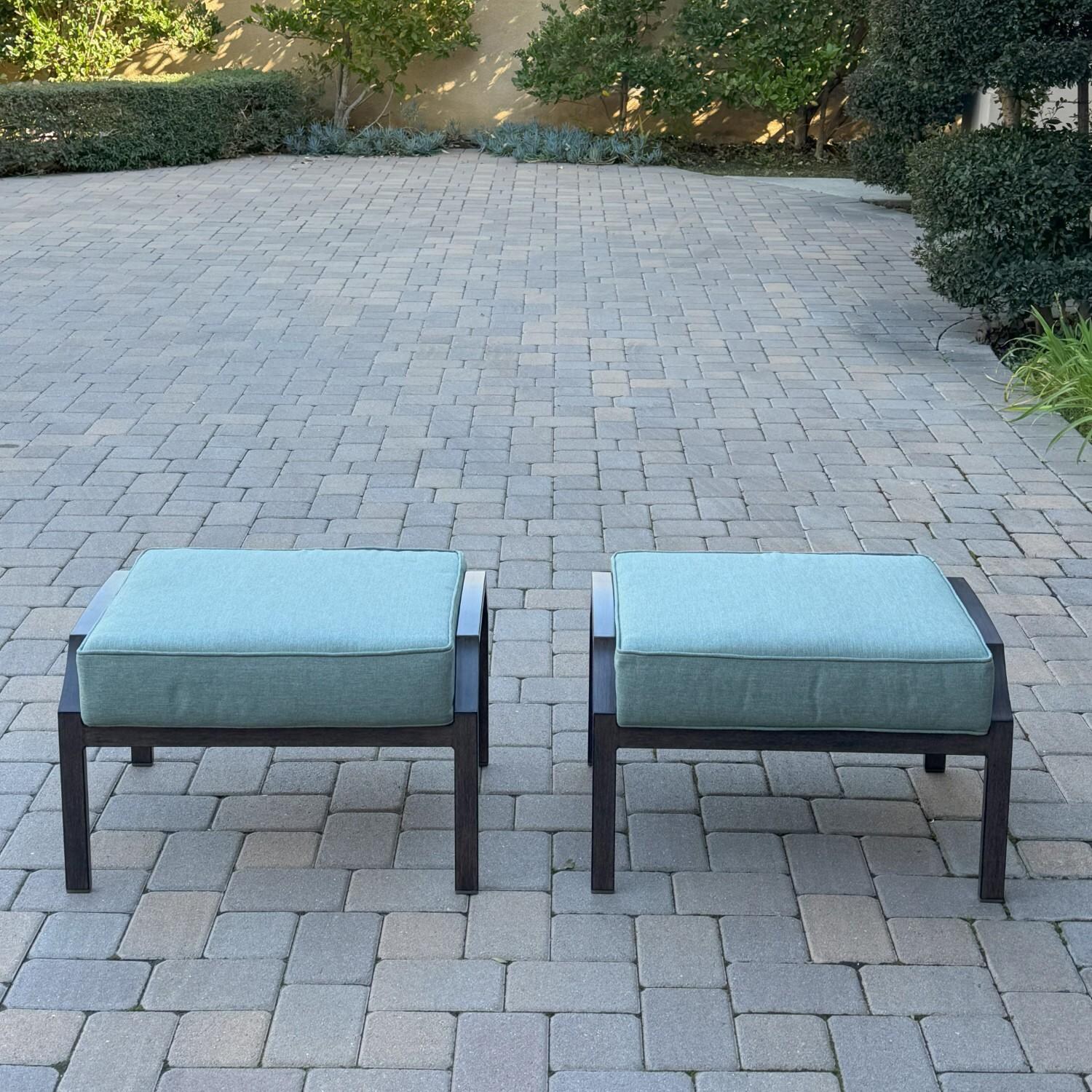 Atlantis 2 Pc Aluminum Ottoman Set in Walnut/Spa by Darlee -Hero - Lifestyle thumbnail