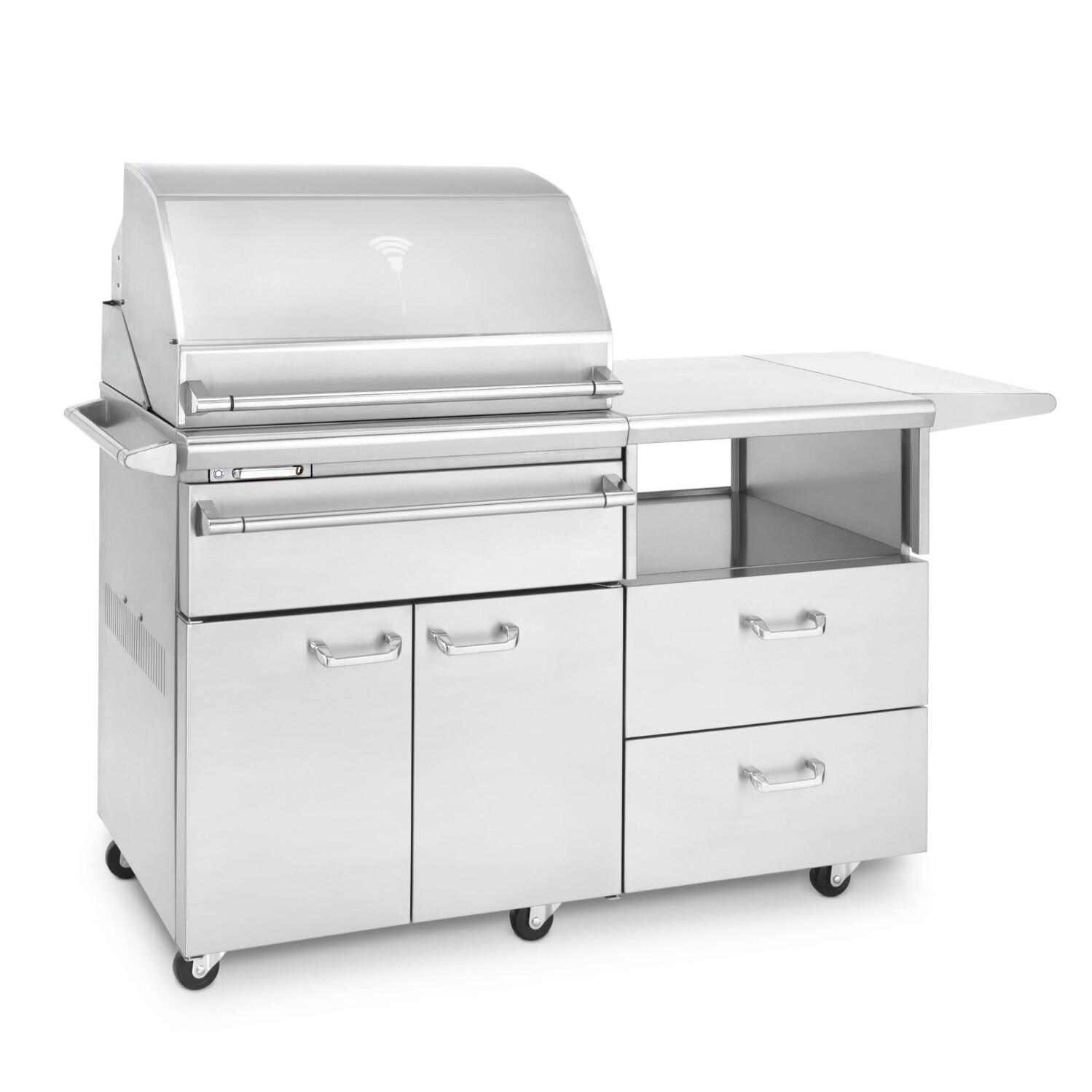 Lynx Sonoma 30-Inch Stainless Steel Freestanding Gas Smoker On Mobile Kitchen Cart thumbnail