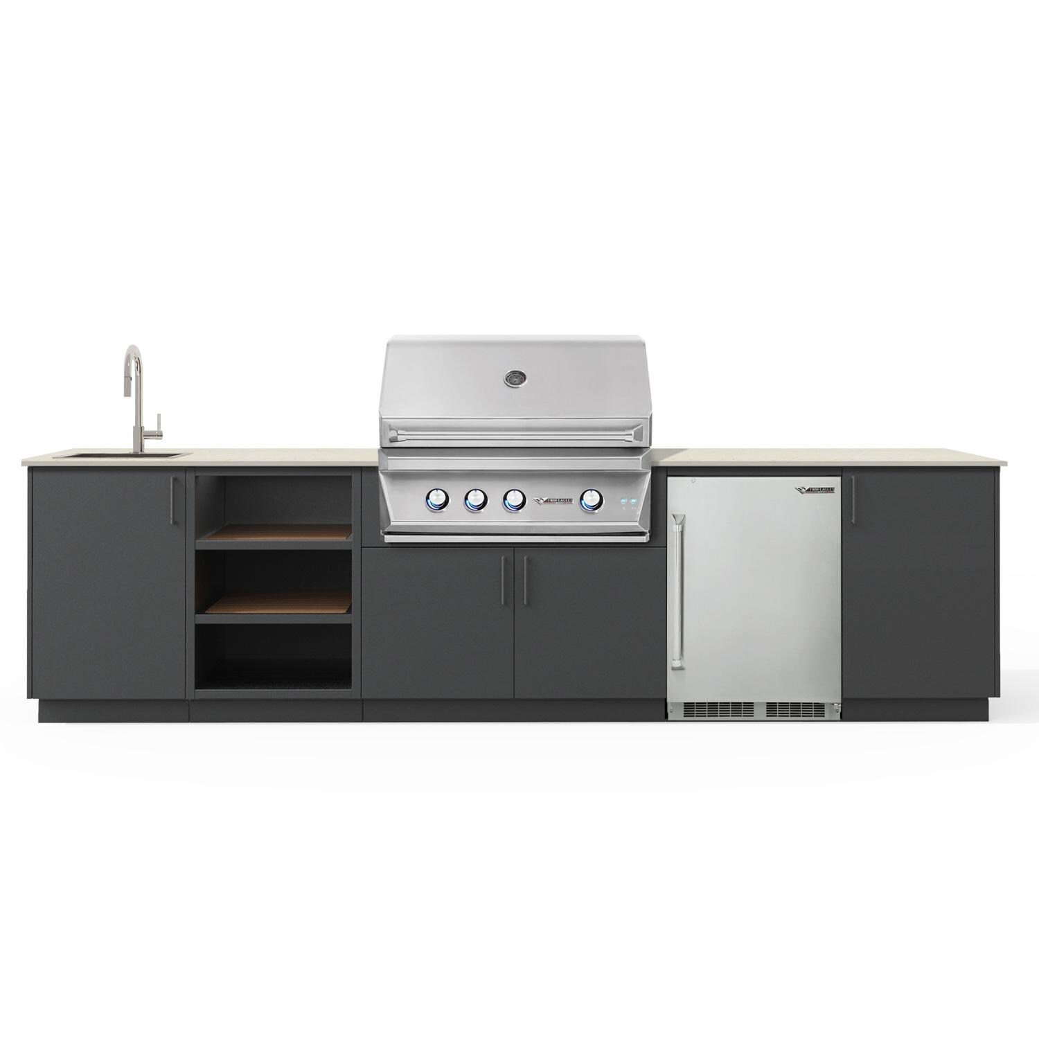 Urban Bonfire B-Eclipse-36-TwinEagles-Danae-Anthracite Eclipse 36 Outdoor Kitchen w/ Twin Eagles Propane Grill, Sink, Refrigerator, Danae Countertop & Anthracite Finish thumbnail