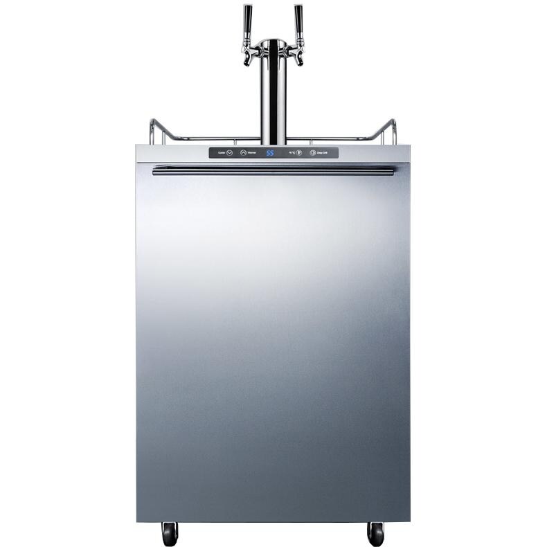 Summit 24-Inch 5.6 Cu. Ft. Outdoor Rated Double Tap Beer Dispenser / Kegerator - Stainless Steel - SBC635MOSHHTWIN