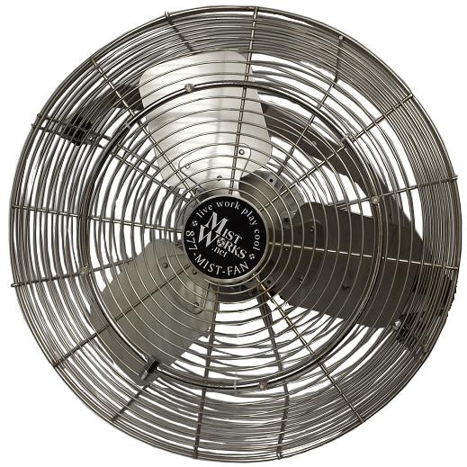 Mist Works 18Inch Stainless Steel Wall/Ceiling Mount Outdoor Fan With Mist Ring BBQGuys