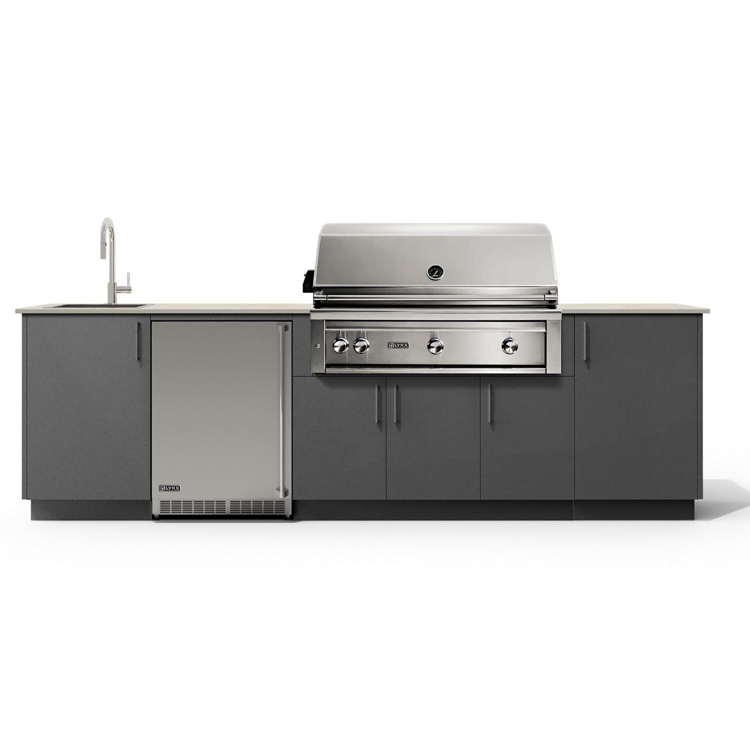 Urban Bonfire B-Dew-42-Lynx-Danae-Anthracite Dew 42 Outdoor Kitchen w/ Lynx Propane Grill, Refrigerator, Danae Countertop & Anthracite Finish thumbnail