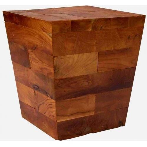 Teak Wood Pyramid Block Side Table