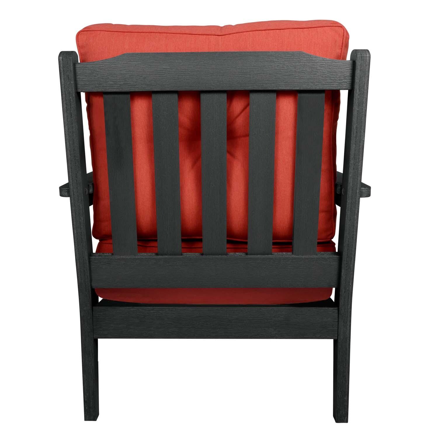 Blushing Bay 3 Pc Recycled Plastic Seating Set in Canvas Persimmon/Black by Lakeview Outdoor Designs - Chair Back View - White Background thumbnail