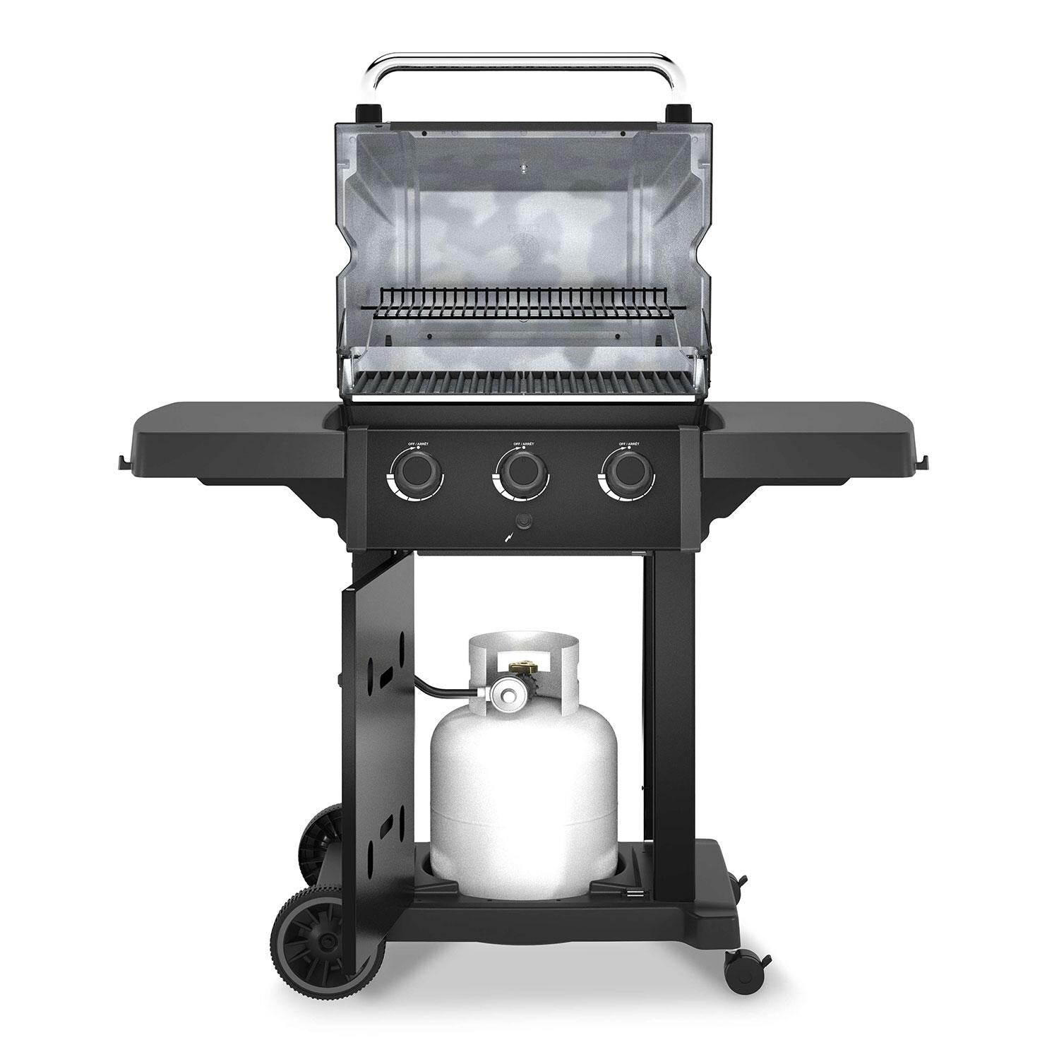Broil King 824154 Royal 320 Shadow 3 Burner Propane Grill - Lid Up - Front View - White Background thumbnail