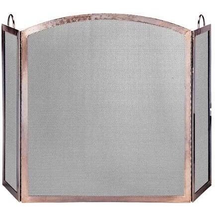 UniFlame 54Inch 3 Fold Antique Copper Fireplace Screen With Handles