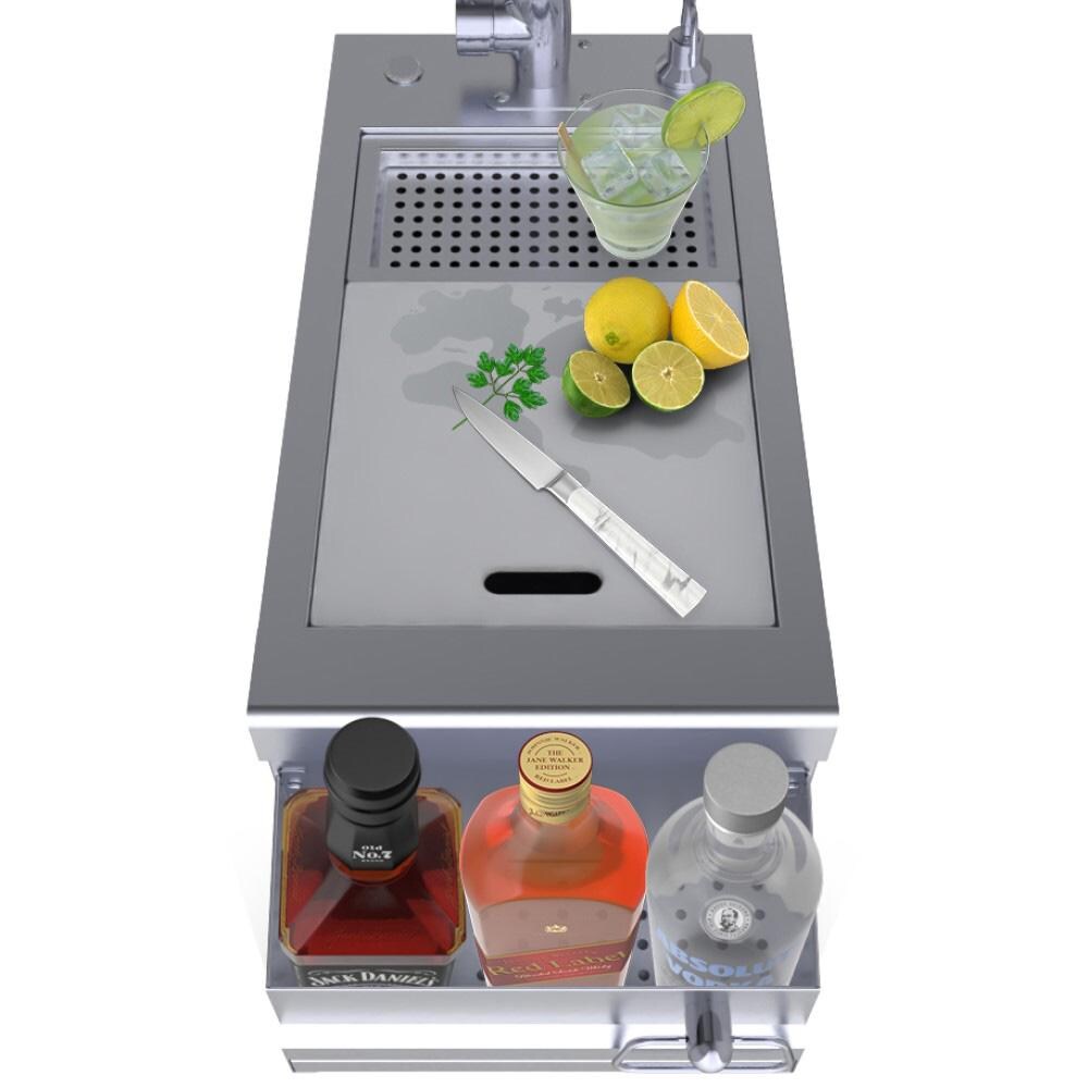 Sunstone B-RBC14 Ruby Series 14-Inch Bar Sink Cocktail Center Insulated Ice Chest Station - Cutting Board In Use thumbnail