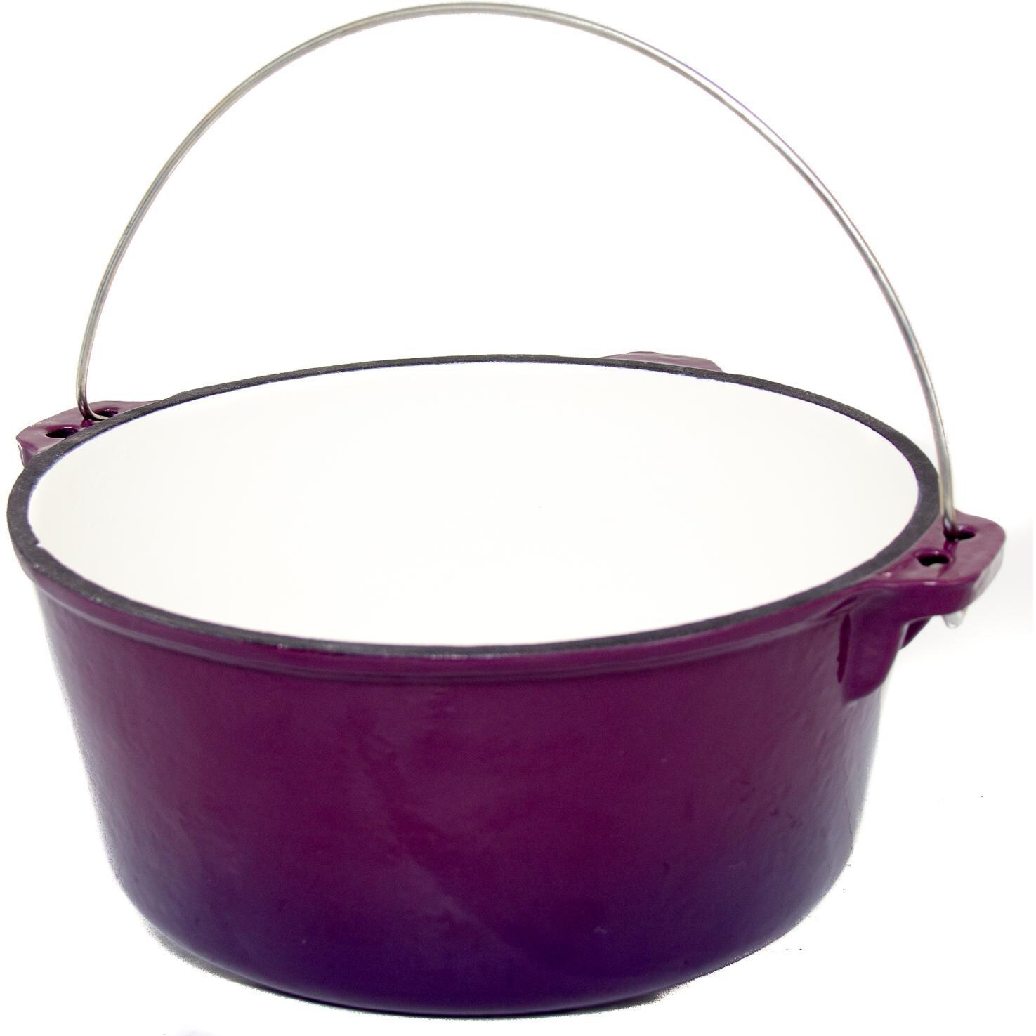Cajun Cookware Enamel Cast Iron Dutch Oven - Purple & Gold - Handle  thumbnail