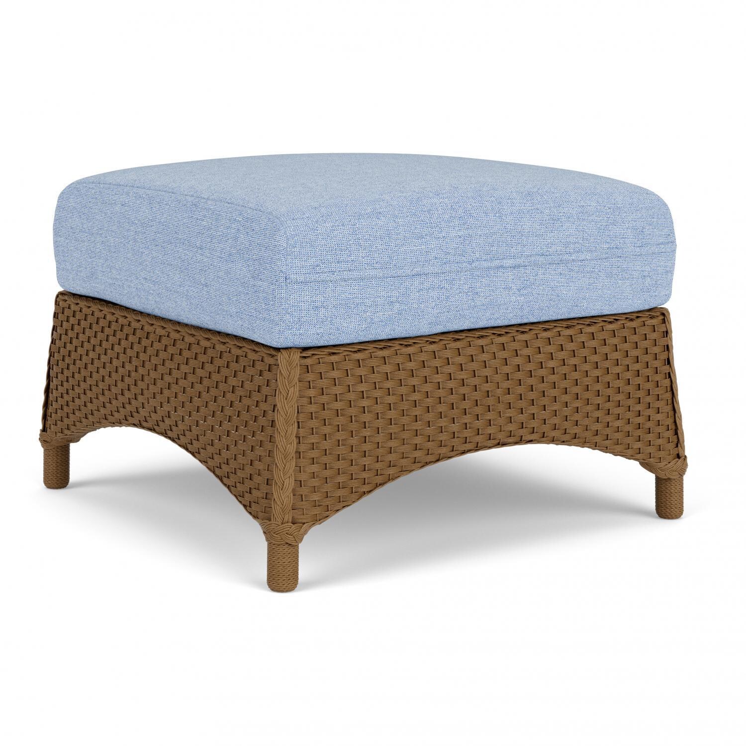 Lloyd Flanders Mandalay Ottoman in Hickory Finish with Demo Skyway fabric - Angled thumbnail