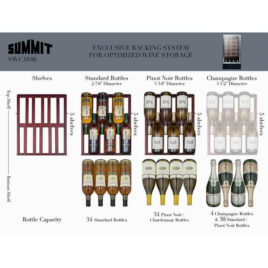 Summit 34 Bottle Commercial Wine Cellar / Cooler - Stainless Steel - Racking System Guide thumbnail