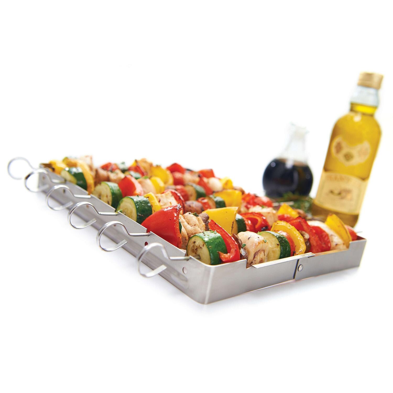 GrillPro Stainless Steel Shish-Kebab Set - 41338 - With Food - White Background thumbnail