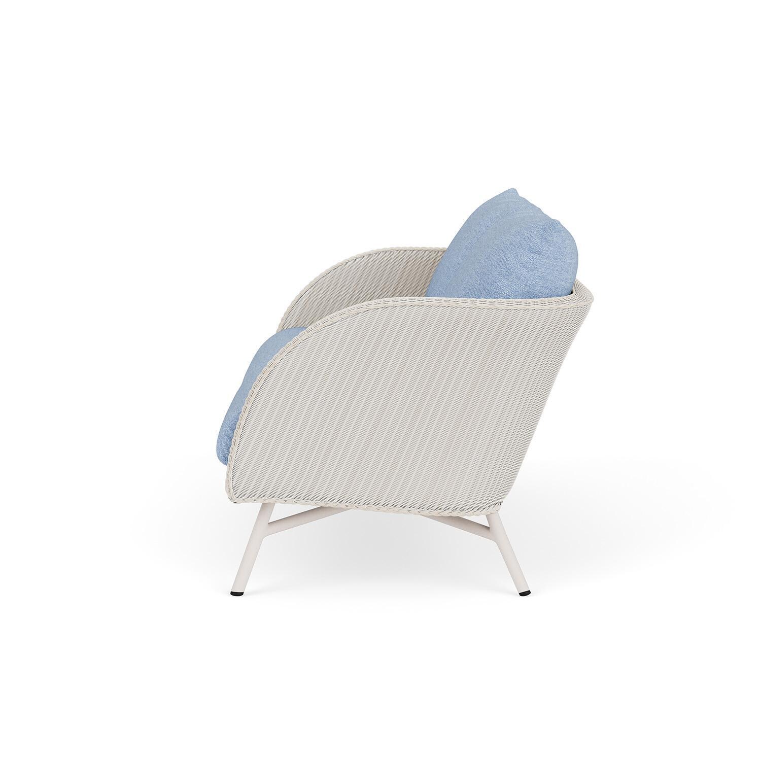 Lloyd Flanders Essence Loveseat W/Demo Skyway Fabric - Antique White Finish - Side thumbnail