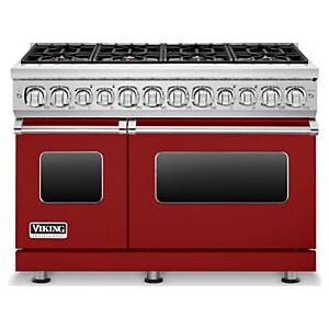 Viking Professional 7 Series 48-Inch 8 Burner Propane Gas Dual Fuel Range - Apple Red - VDR7488BARLP thumbnail