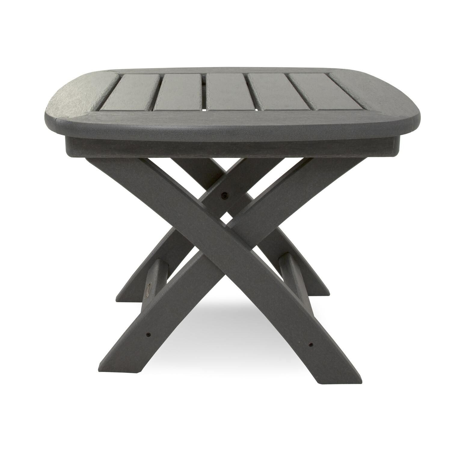 POLYWOOD Nautical 21 x 18 Inch Patio Side Table - Slate Gray - Side View thumbnail