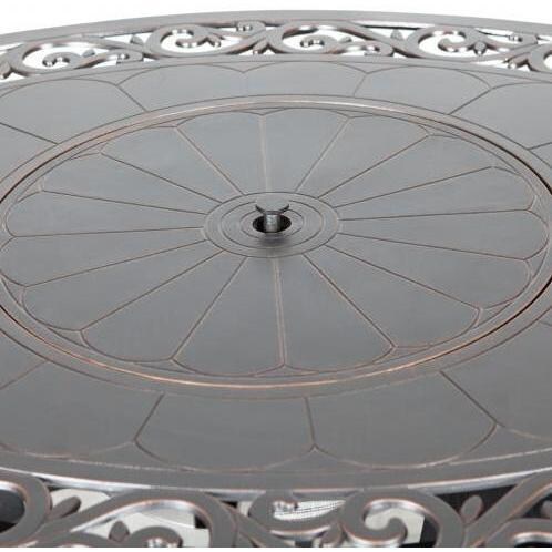 Ultimate Patio WestCay 50,000 BTU Propane Oval Fire Pit Table - Cast Aluminum - 62198 - Removable Lid - Detail thumbnail