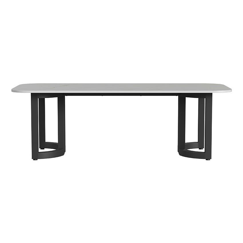 Malibu 96 Inch Black Aluminum Dining Table by Sunset West - Front - White Background thumbnail