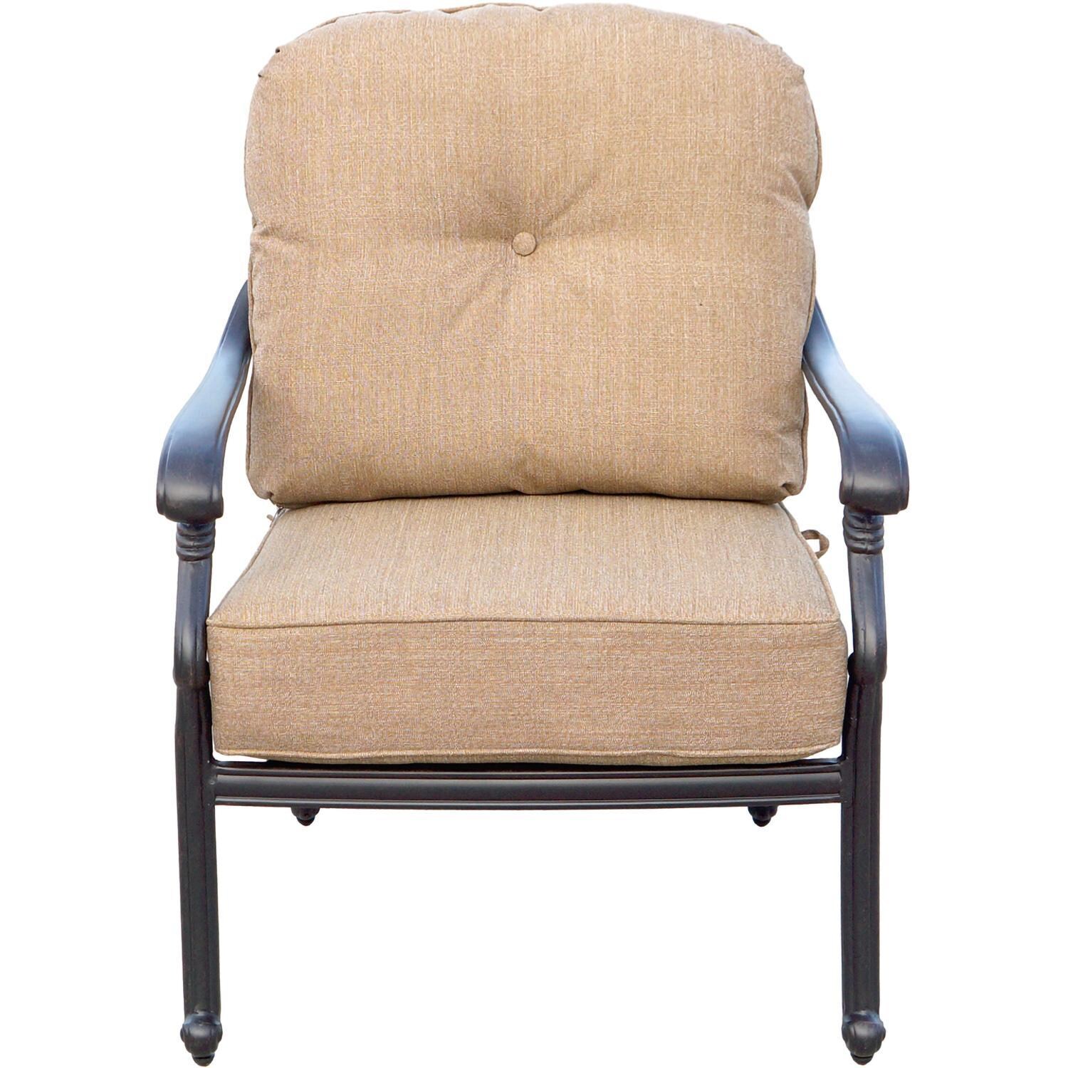 Darlee Santa Monica 4-Piece Patio Propane Fire Pit Sofa Conversation Set with Cushions and 47 Inch Round Fire Pit Chat Table and Fireglass - Chair Front - White Background thumbnail