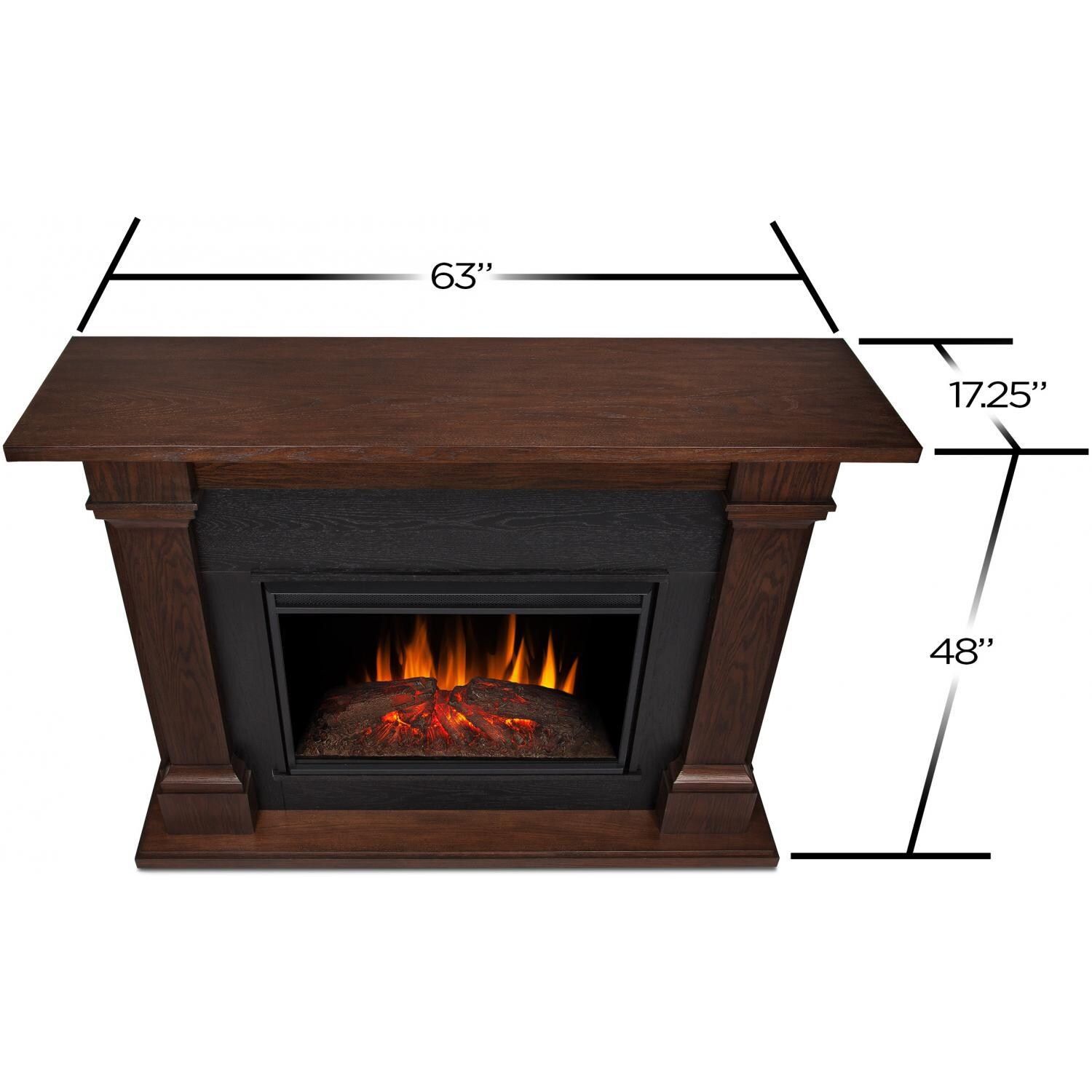 Real Flame 8011E-CO Callaway 63-Inch Grand Electric Fireplace - Chestnut Oak - Dims thumbnail