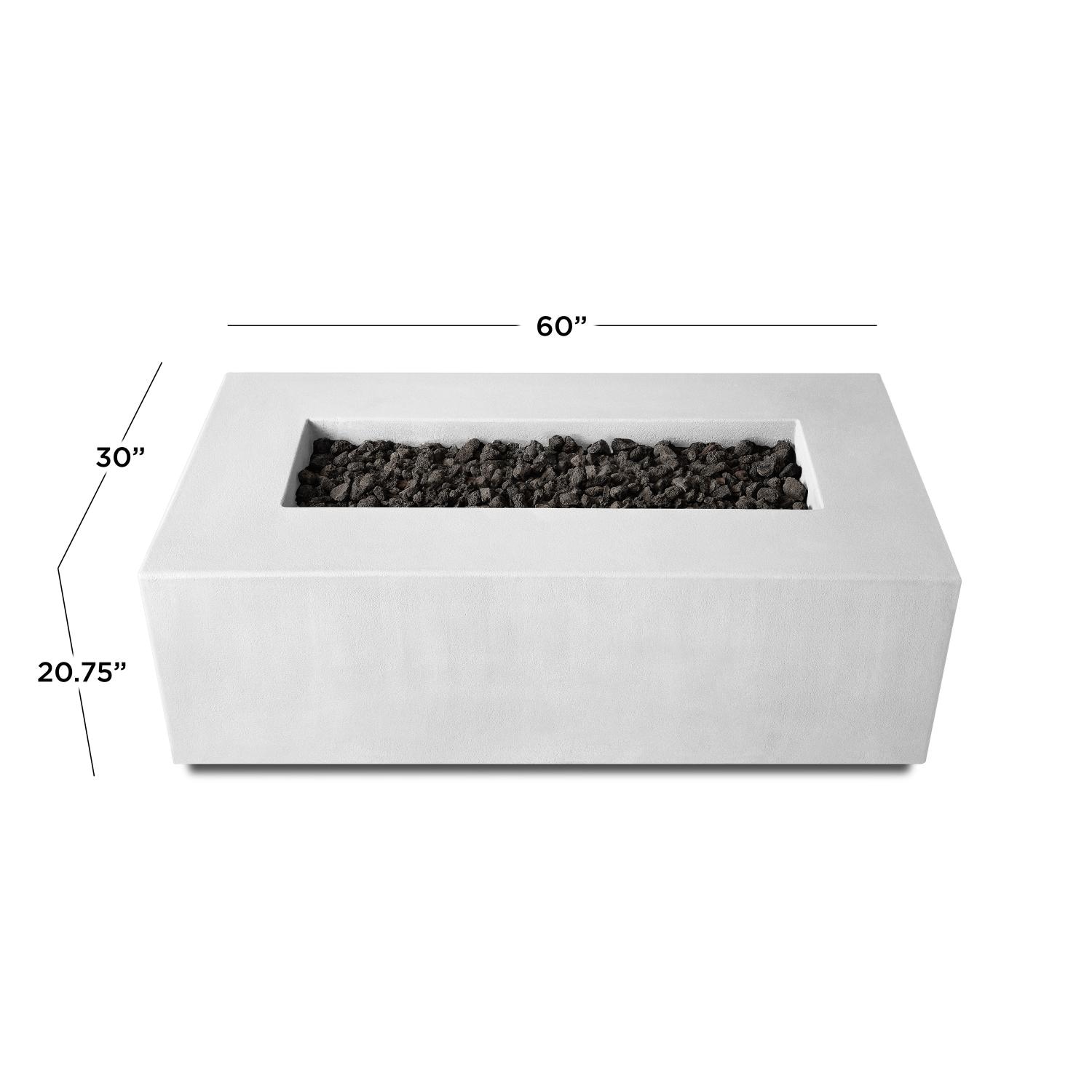 Olliewood 60-in Rectangular Concrete Natural Gas Fire Pit Table in Chalk by BBQGuys Signature - Dimensional thumbnail