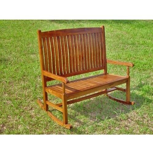 International Caravan Acacia Wood Traditional Double Porch Rocker - Stain