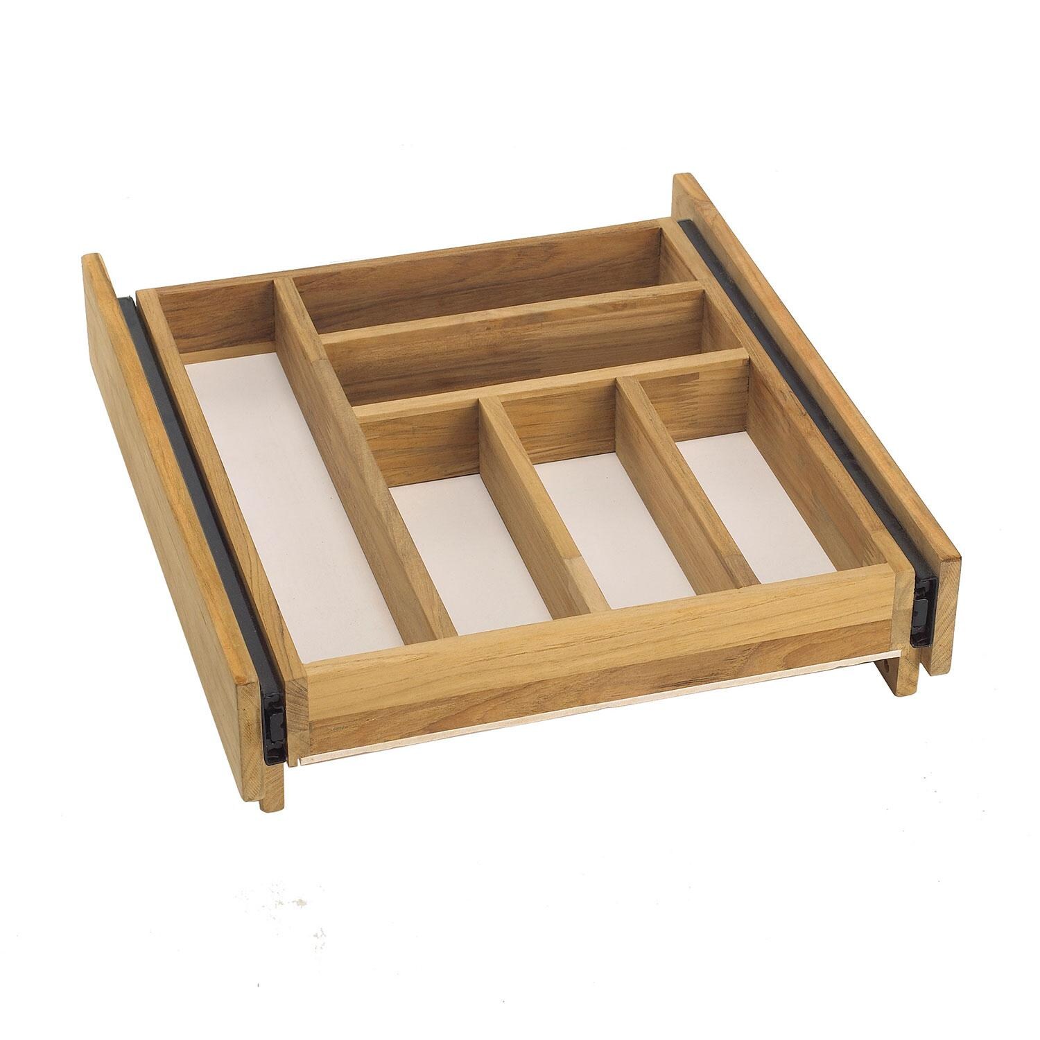Pacific Teak Push Back Cutlery Tray - Closed thumbnail
