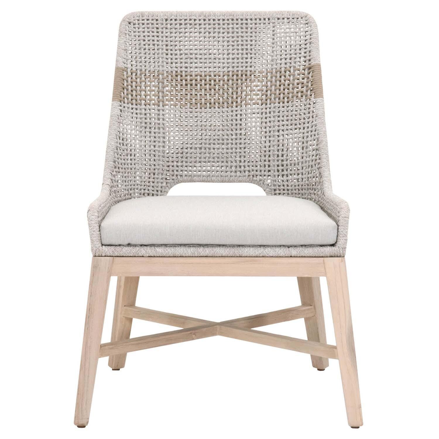Cocoa Way Woven Rope Dining Chair in Taupe & White - Set of 2 - By Lakeview - Front View thumbnail