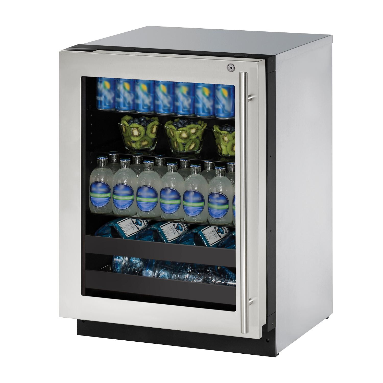 U-Line 2000 Series 24-Inch 4.9 Cu. Ft. Left Hinge Beverage Center With Lock - Stainless Steel - U-2224BEVS-15B