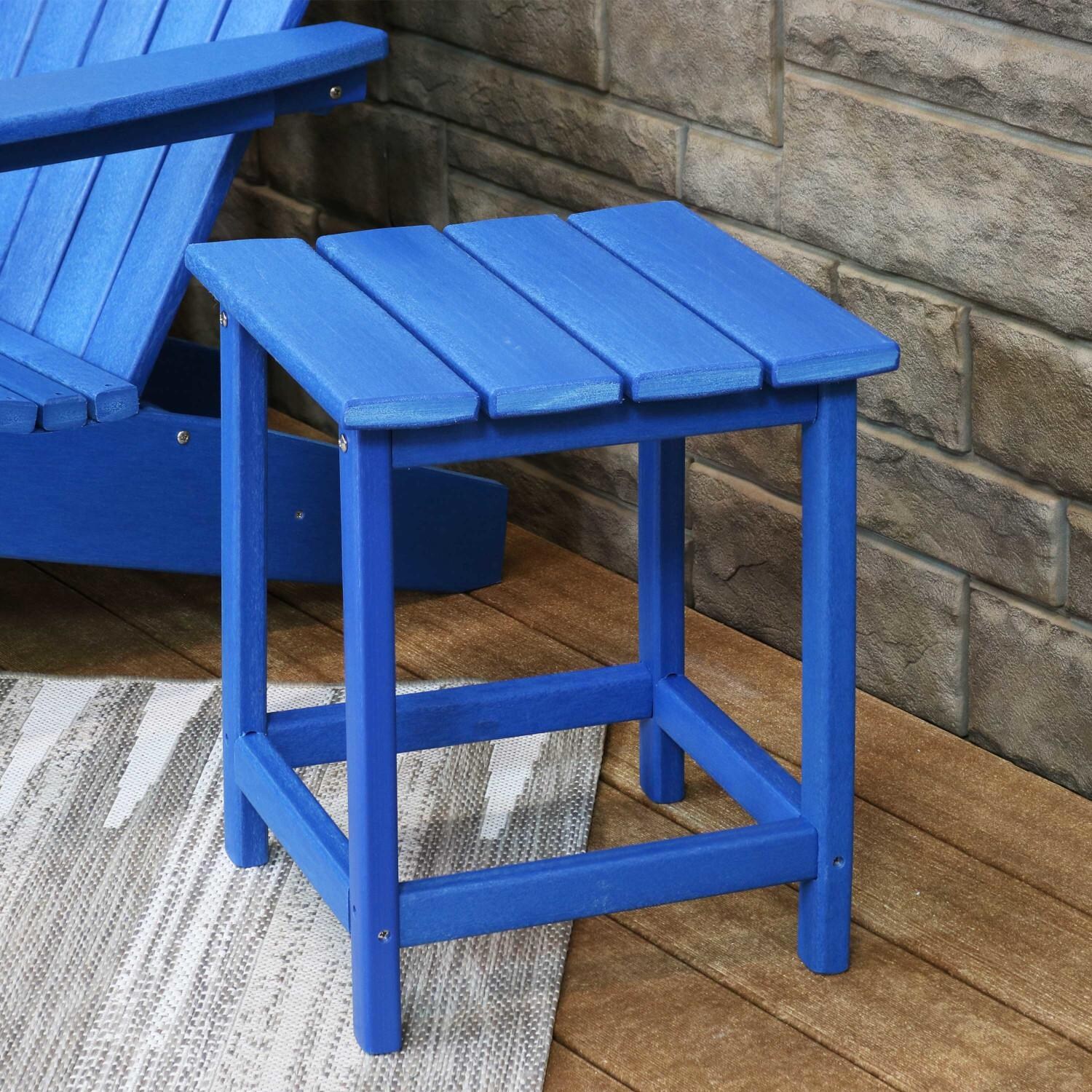 Sunnydaze Decor 14 3/4-Inch Square All-Weather Outdoor Side Table - Blue image