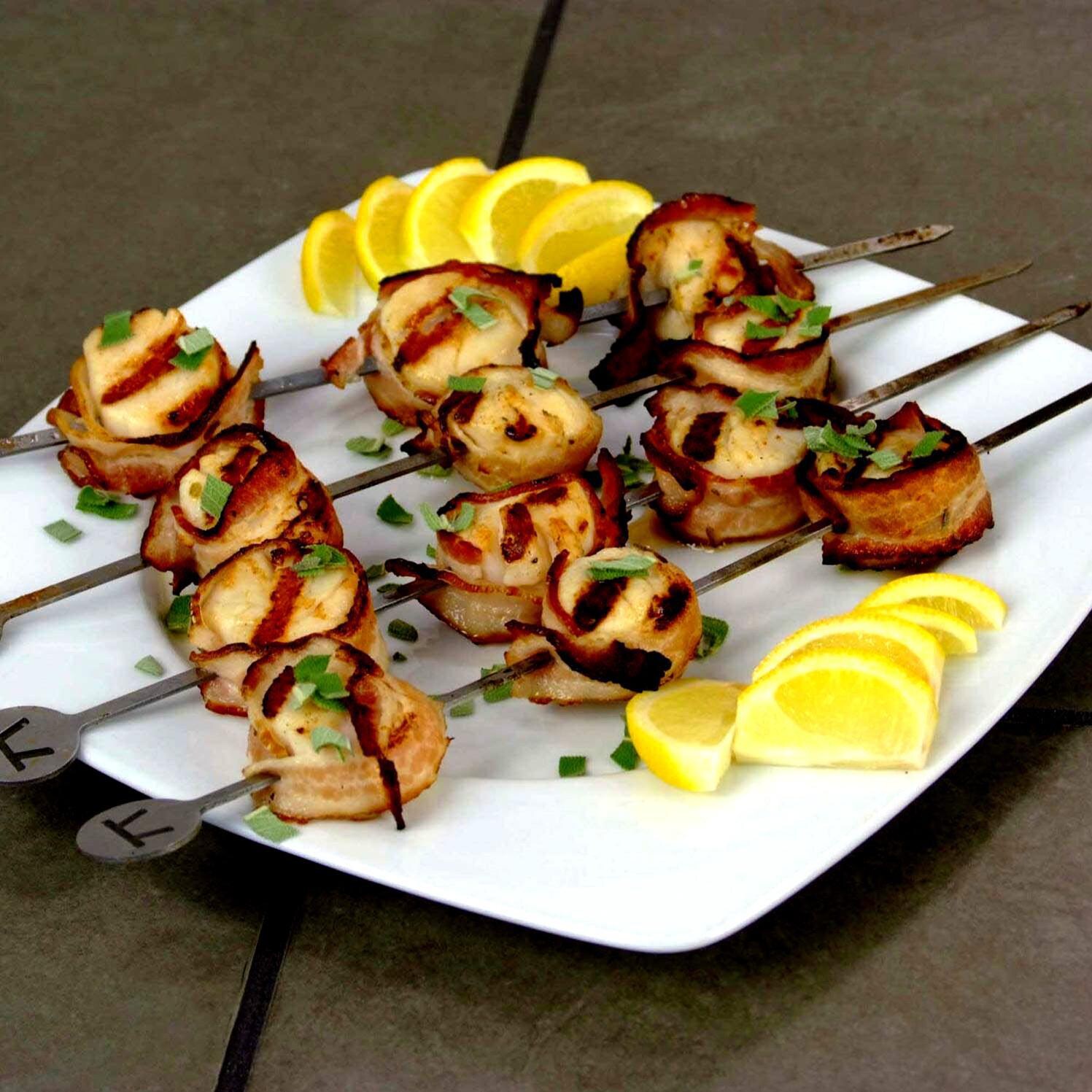 14-Inch Flat Blade Stainless Steel BBQ Skewers - Set Of 4