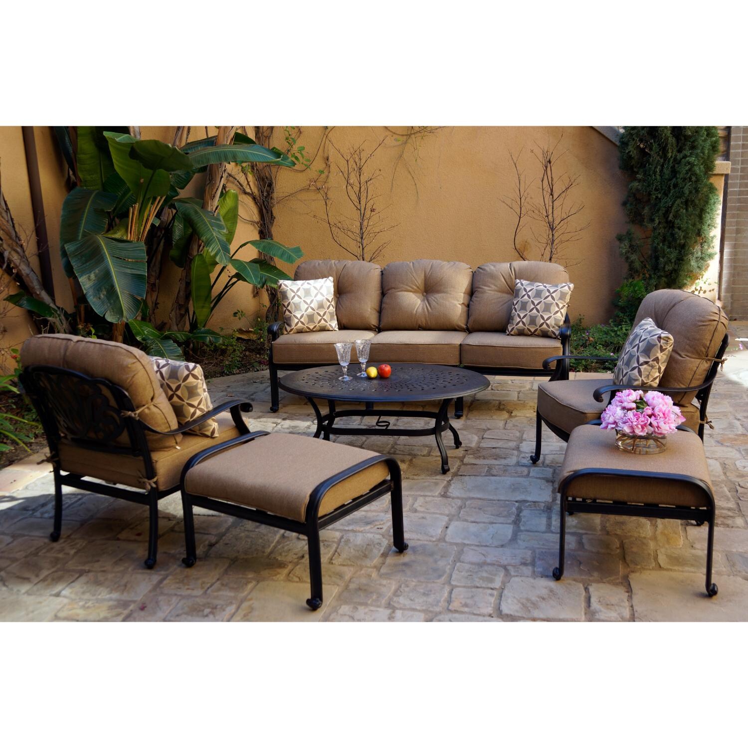 Darlee DL708-6PCS-AC26B Elisabeth 6 Piece Cast Aluminum Conversation Set W/ Sofa - Lifestyle thumbnail