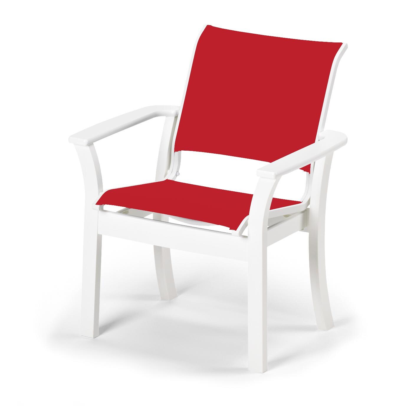 Leeward MGP Stacking Patio Cafe Chair With Sling Seating By Telescope Casual - Textured Snow/Red