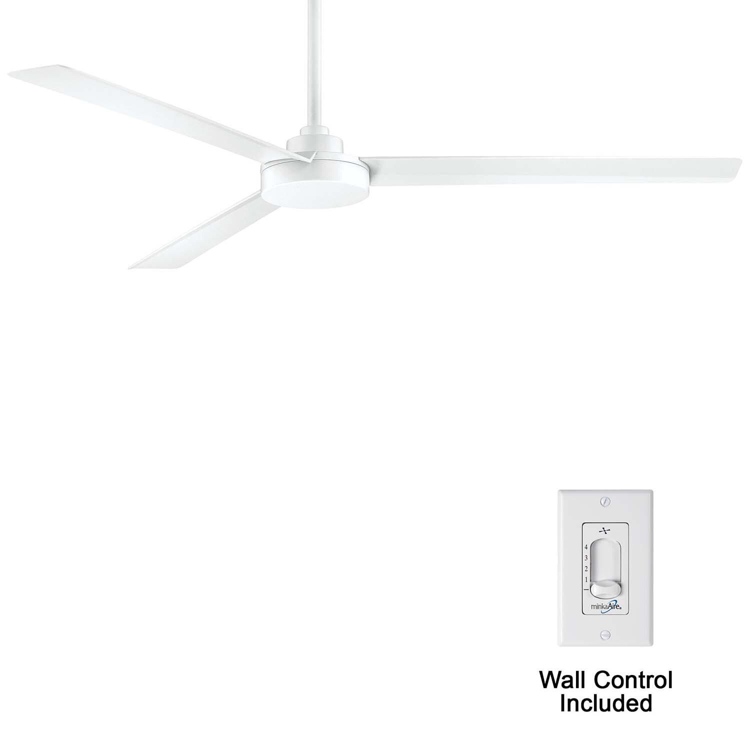 Minka-Aire F624-WHF Roto XL 62-Inch 3-Blade Ceiling Fan in Flat White Finish w/ Flat White Blades - Remote Included thumbnail