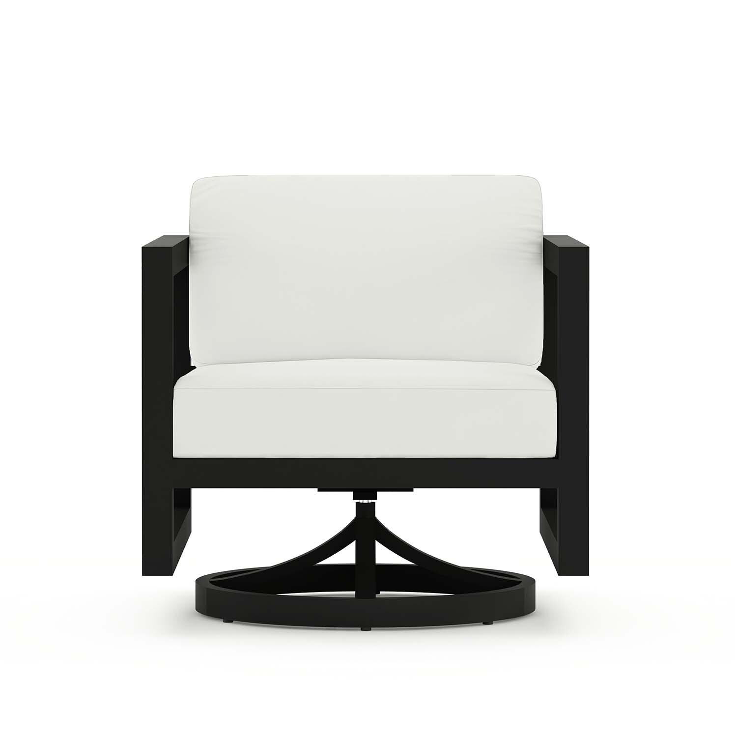 Misty Cove Aluminum Swivel Club Chair in Black/Canvas Natural by Lakeview Outdoor Designs