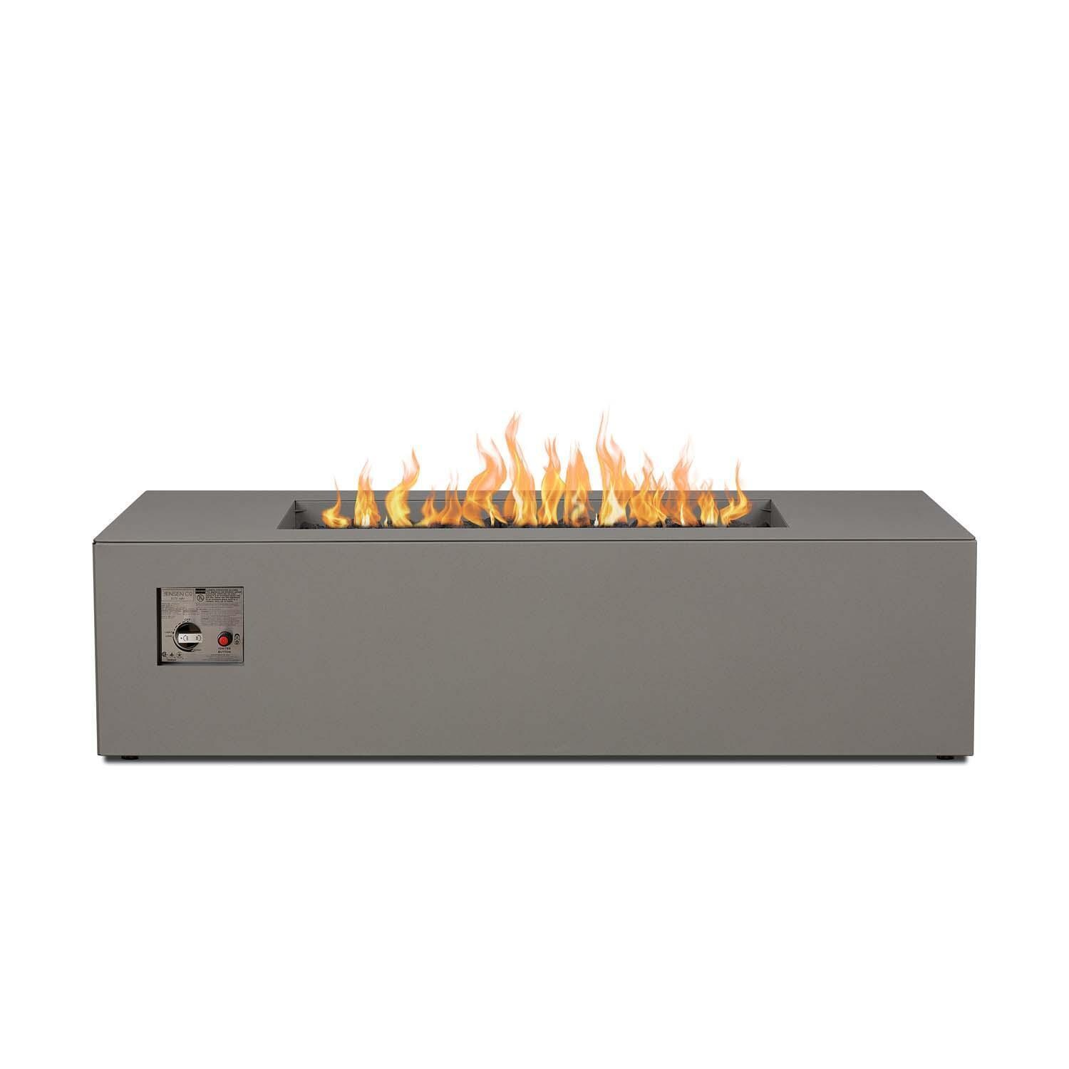 Covewood 58 Inch Rectangular Aluminum Propane Fire Pit Table w/ Hidden Propane Tank in Cloud Gray by BBQGuys Signature - Controls - White Background thumbnail