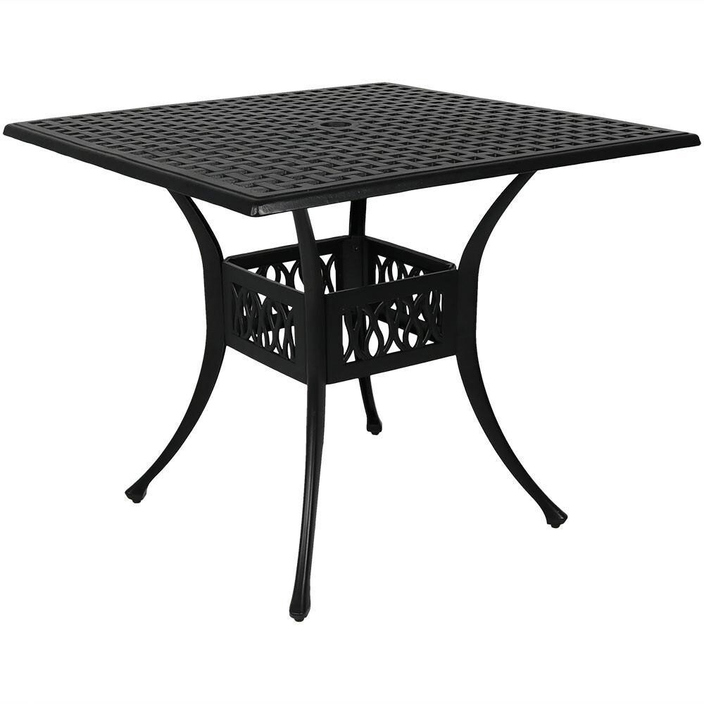 Ultimate Patio 35-Inch Black Cast Aluminum Square Dining Table - Full View thumbnail