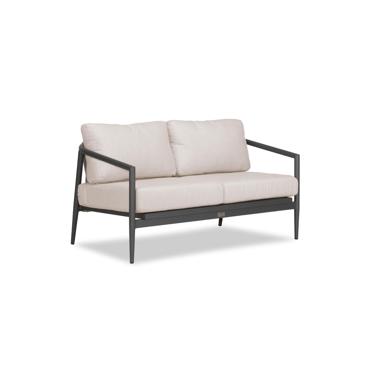 Lakeview Midnight Cove 2 Person Aluminum Loveseat in Slate/Pebble Gray/Cast Silver - Angled - White Background thumbnail