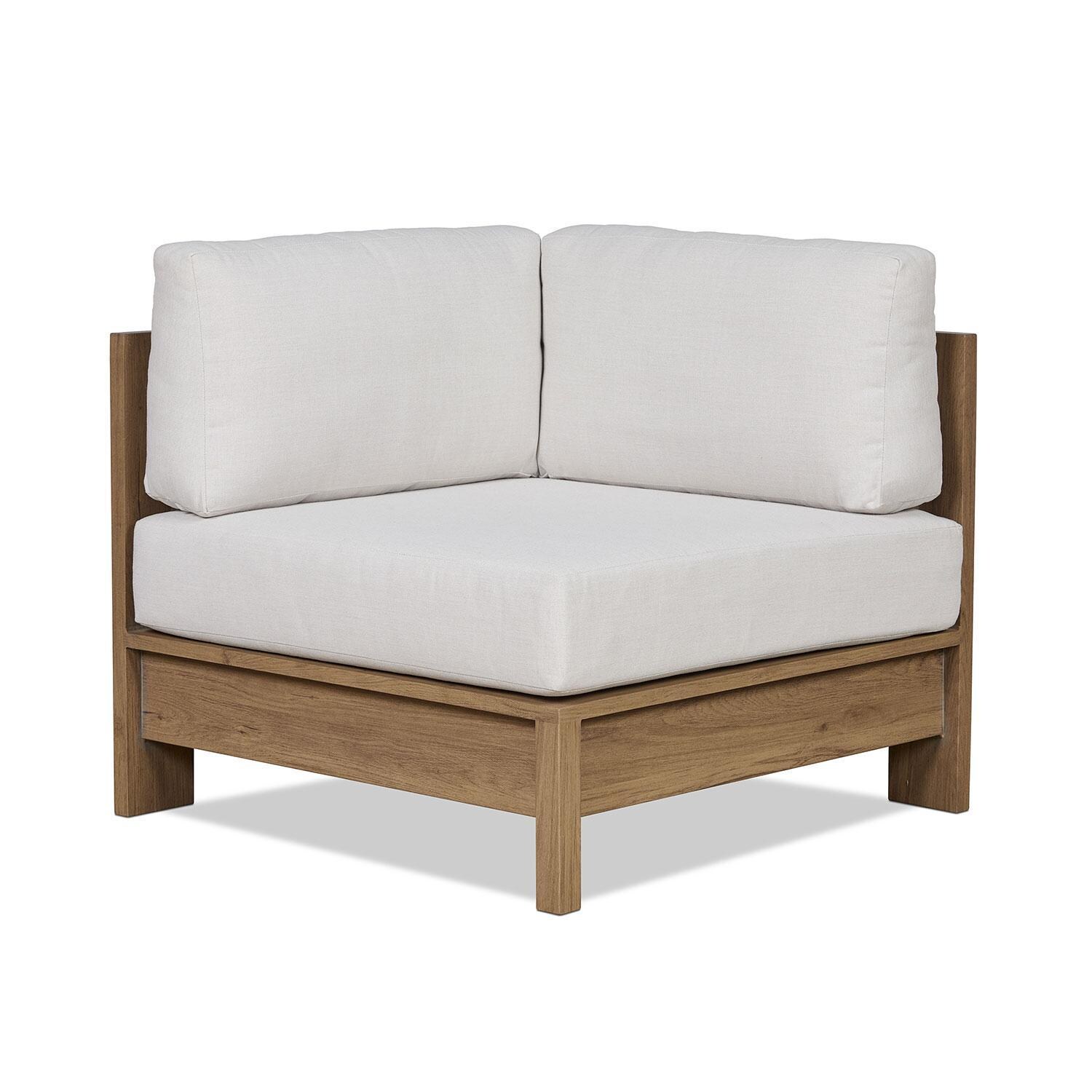Heritage Outdoor 5 Pc Modular Sectional Sofa in Beechwood W/ Sunbrella Cushions by Lakeview Outdoor Designs - Corner Chair - White Background thumbnail