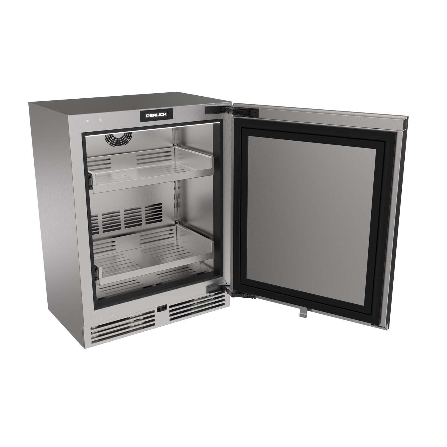 Perlick G5BC24SD G5 Luxe 24-in 3.1 Cu. Ft. Shallow ADA Beverage Cooler w/ Panel Ready Door - Door Open - White Background thumbnail