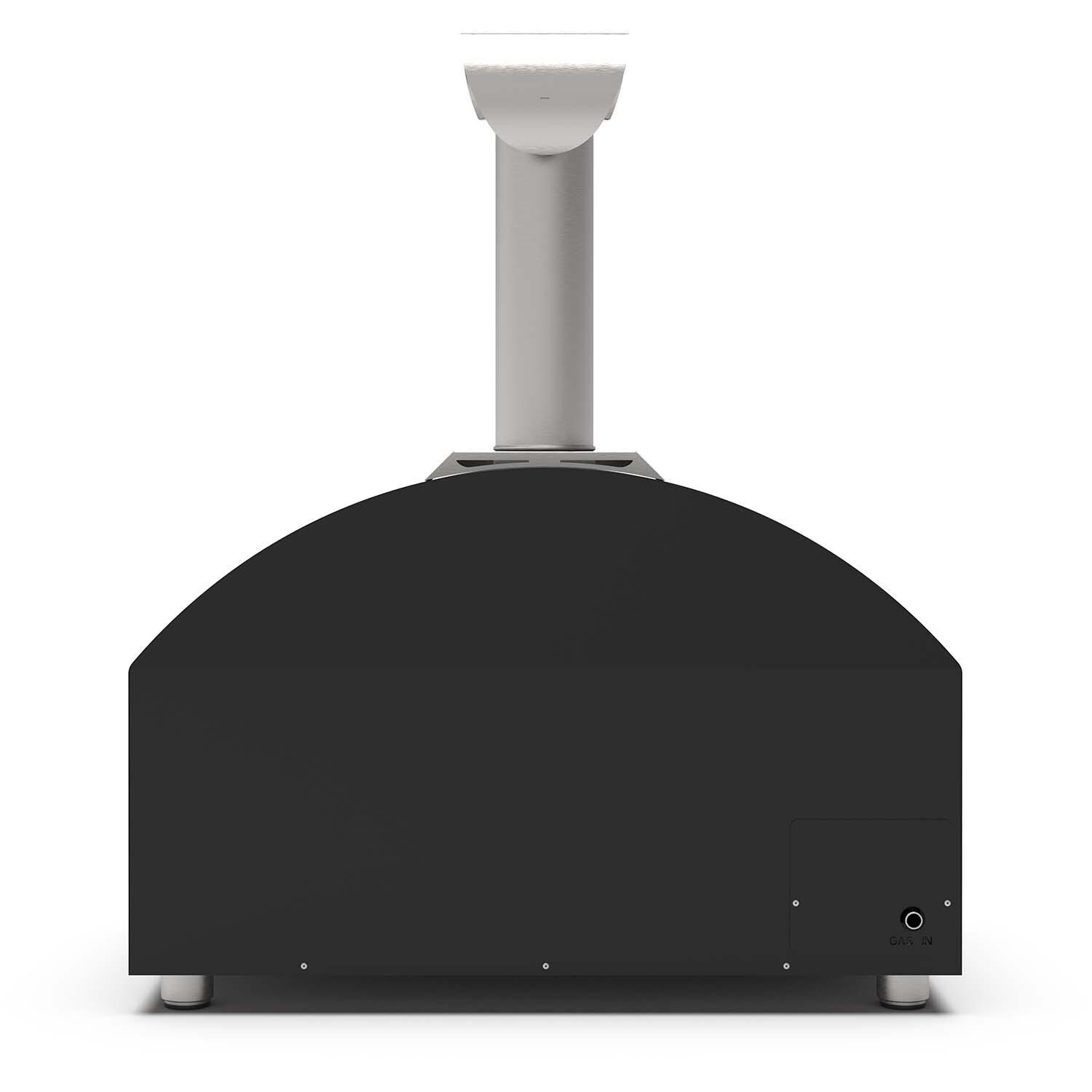 Alfa FXFT-2P-MNEGO-U Futuro 2 Pizze Natural Gas Pizza Oven - Wrinkle Black - Back View - White Background thumbnail