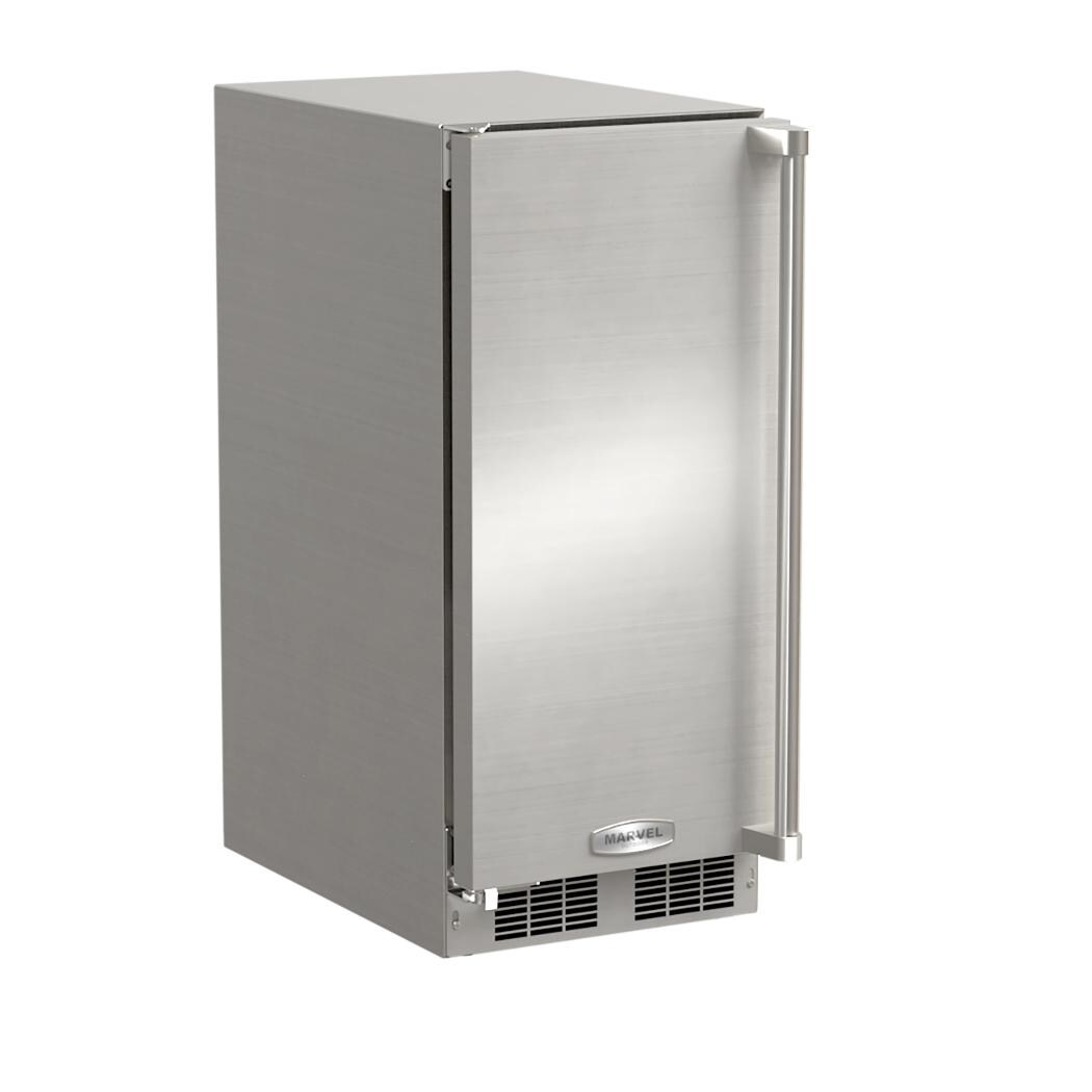 Marvel 39 Lb. 15Inch Left Hinge Outdoor Rated Clear Ice Machine with Gravity Drain Stainless