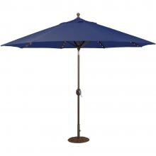 Galtech 11 Ft. Lighted Octagonal Aluminum Patio Market Umbrella W/ Crank Lift And Auto Tilt - Antique Bronze Frame W/ Sunbrella Canvas Navy Canopy