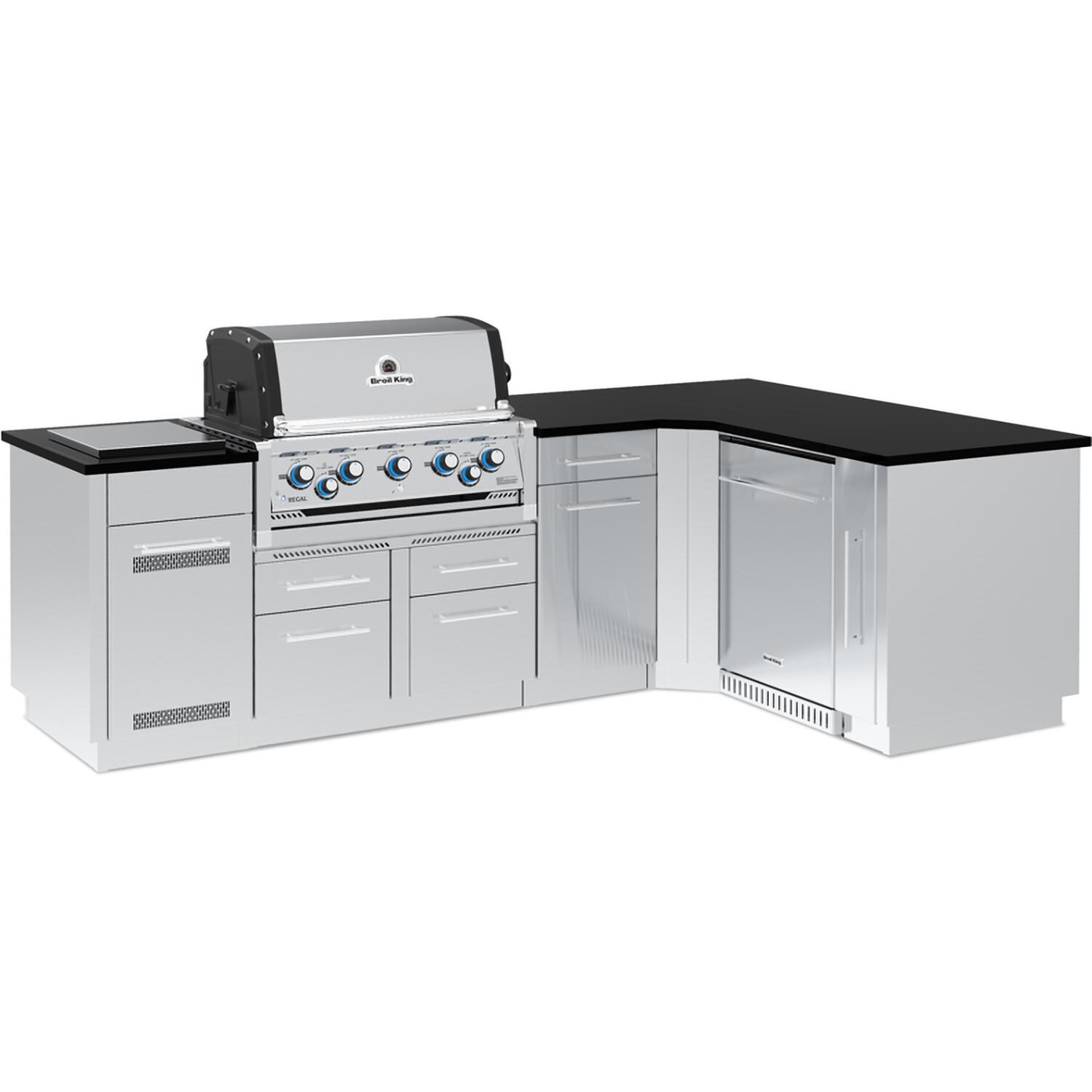 Broil King 896847G Imperial S 590iG 7 1/2 Ft Outdoor Kitchen Island w/ Natural Gas 5 Burner Grill - Island - White Background thumbnail