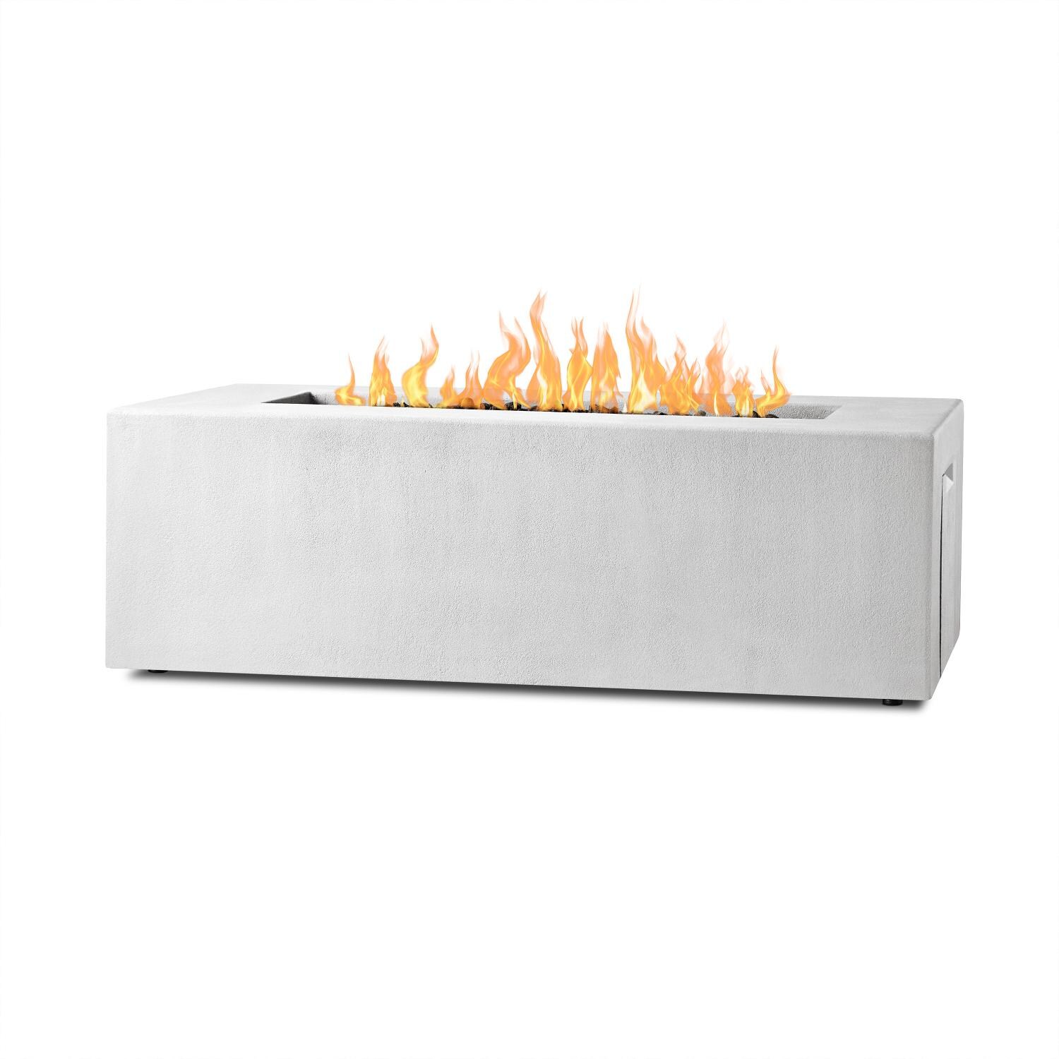 Olliewood 60-in Rectangular Concrete Natural Gas Fire Pit Table in Chalk by BBQGuys Signature - White Background thumbnail