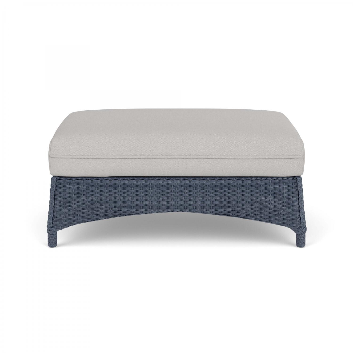 Lloyd Flanders Mandalay Large Ottoman in Denim Blue Finish with Tundra Dove Fabric thumbnail