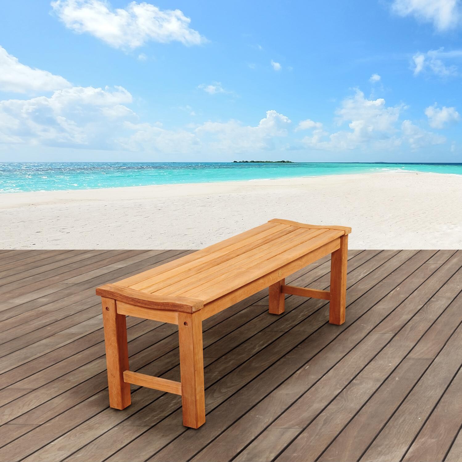 Amazonia Isle Of Capri 51 Inch Teak Patio Backless Bench Bbqguys